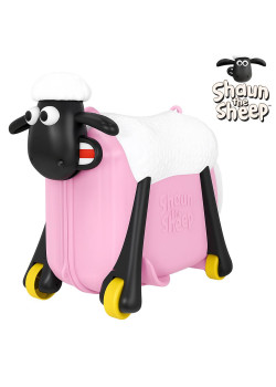Дитяча валіза-каталка Баранчик Шон (Shaun the Sheep) рожева – валіза-машинка для подорожей