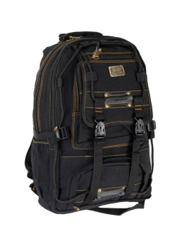 Рюкзак GoldBe 98209 чорний 50×35×20 см — міський та дорожній з брезенту й джинсової тканини