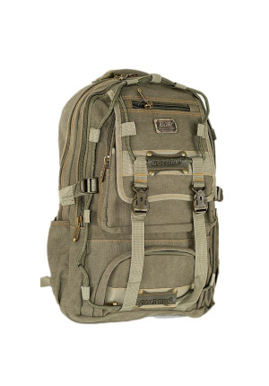 Рюкзак GoldBe 98209 хаки 50×35×20 см — міський та дорожній з брезенту й джинсової тканини