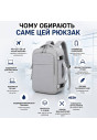 Рюкзак 40×25×20 для ручної поклажі літака, сірий